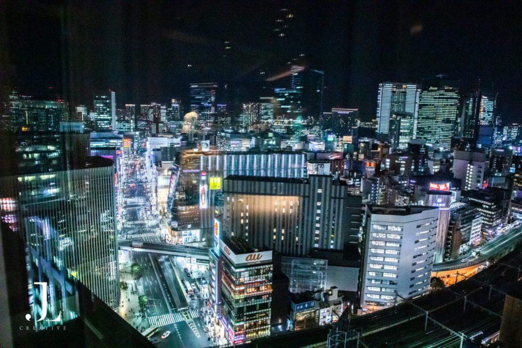 Nighttime Tokyo skyline view from a high-rise building