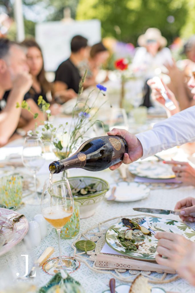 Elegant sparkling wine by French Bloom at Belmond Secret Retreat